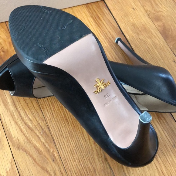 Black Prada Open Toe Heels